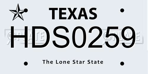 HDS0259 Texas License Plate