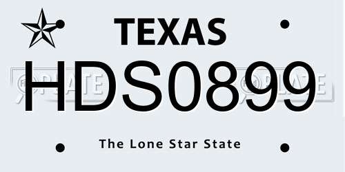 HDS0899 Texas License Plate