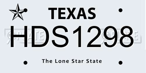 HDS1298 Texas License Plate