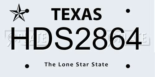 HDS2864 Texas License Plate