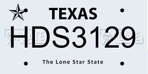 HDS3129 Texas License Plate