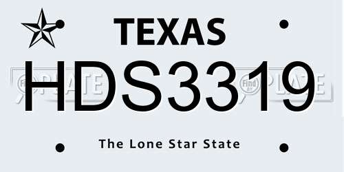 HDS3319 Texas License Plate