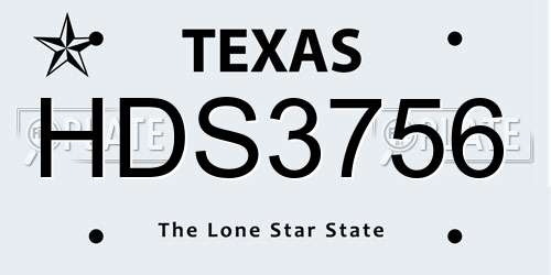 HDS3756 Texas License Plate