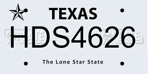 HDS4626 Texas License Plate