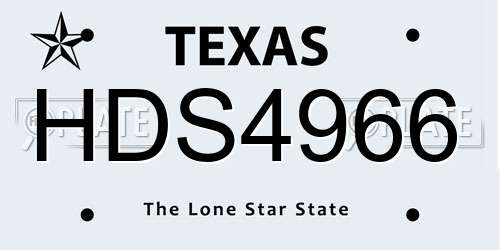 HDS4966 Texas License Plate