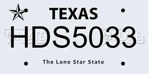 HDS5033 Texas License Plate