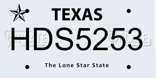 HDS5253 Texas License Plate