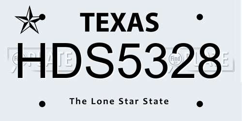 HDS5328 Texas License Plate