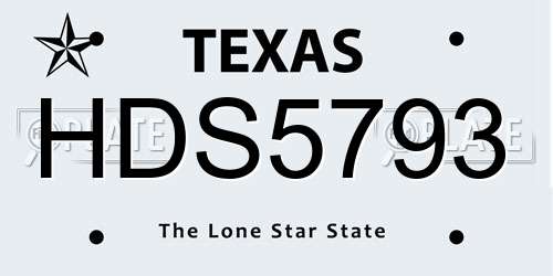 HDS5793 Texas License Plate