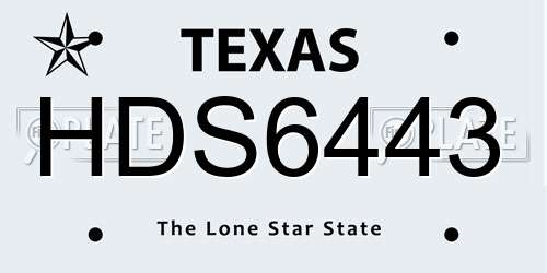 HDS6443 Texas License Plate