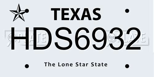 HDS6932 Texas License Plate