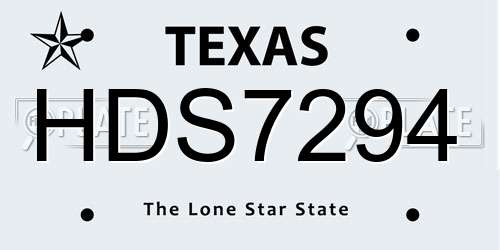 HDS7294 Texas License Plate