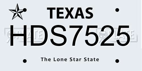 HDS7525 Texas License Plate