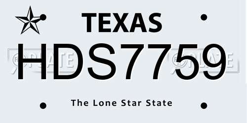 HDS7759 Texas License Plate