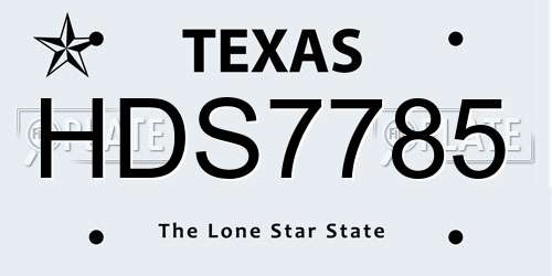 HDS7785 Texas License Plate