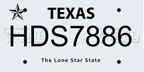 HDS7886 Texas License Plate