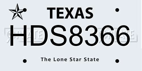 HDS8366 Texas License Plate