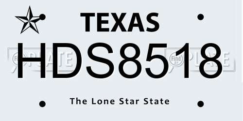 HDS8518 Texas License Plate