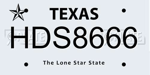 HDS8666 Texas License Plate