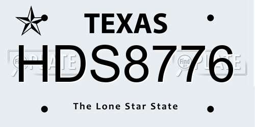 HDS8776 Texas License Plate