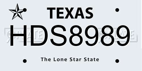 HDS8989 Texas License Plate