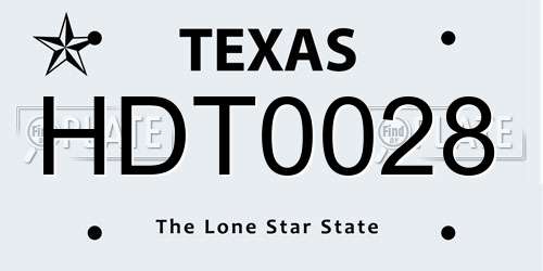 HDT0028 Texas License Plate