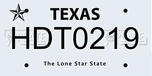 HDT0219 Texas License Plate
