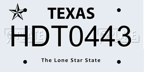 HDT0443 Texas License Plate
