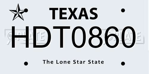 HDT0860 Texas License Plate