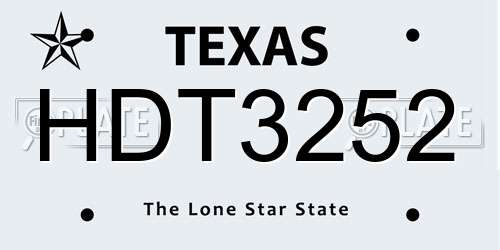 HDT3252 Texas License Plate