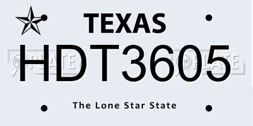 HDT3605 Texas License Plate