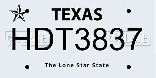HDT3837 Texas License Plate