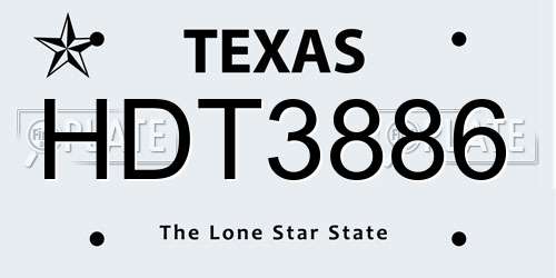 HDT3886 Texas License Plate