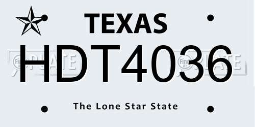 HDT4036 Texas License Plate