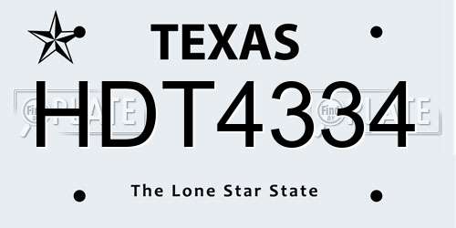 HDT4334 Texas License Plate