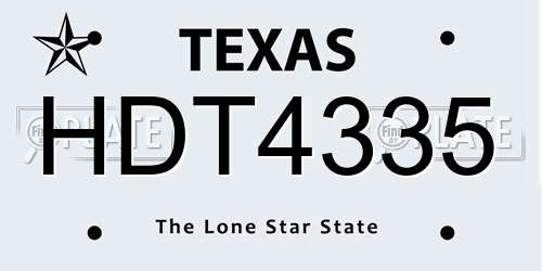 HDT4335 Texas License Plate
