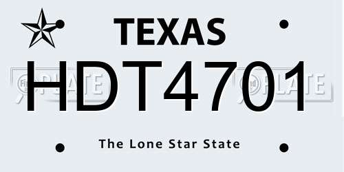 HDT4701 Texas License Plate