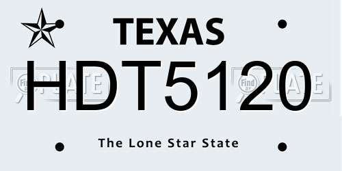 HDT5120 Texas License Plate