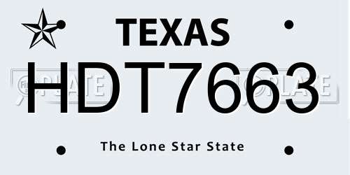 HDT7663 Texas License Plate