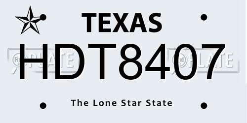 HDT8407 Texas License Plate