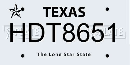 HDT8651 Texas License Plate