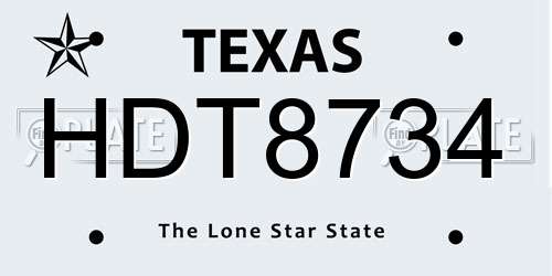 HDT8734 Texas License Plate