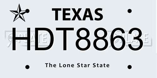 HDT8863 Texas License Plate