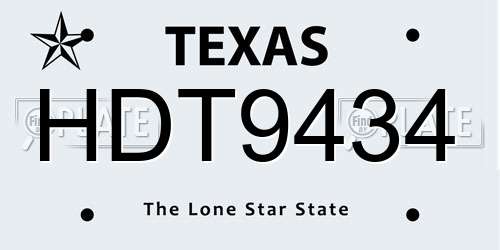 HDT9434 Texas License Plate