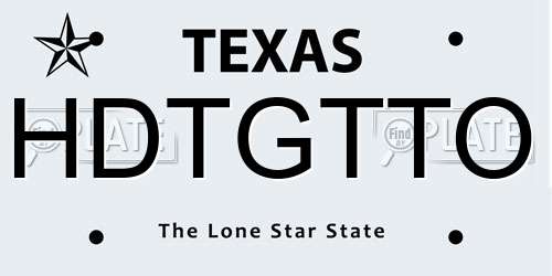 HDTGTTO Texas License Plate
