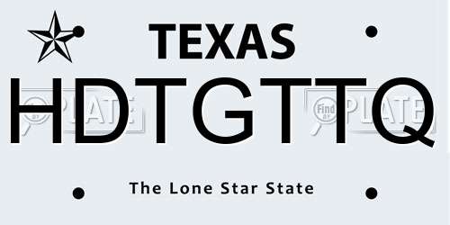 HDTGTTQ Texas License Plate
