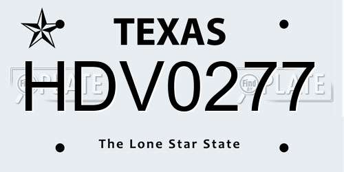 HDV0277 Texas License Plate