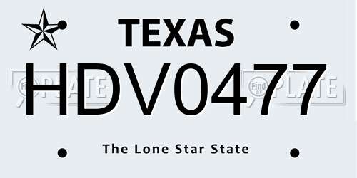 HDV0477 Texas License Plate