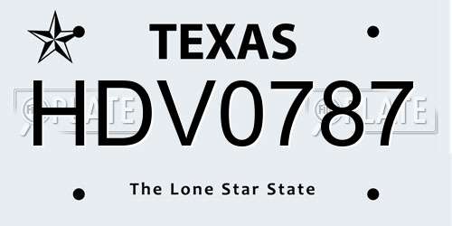 HDV0787 Texas License Plate