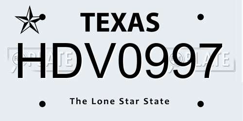 HDV0997 Texas License Plate